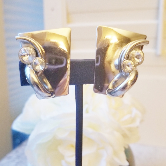 Vintage Astee Art Deco Rhinestone Earrings EVC - Picture 4 of 11